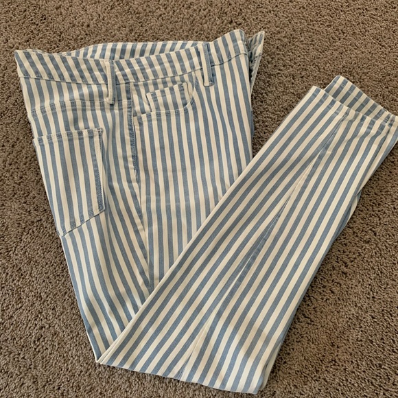 Blue & White Striped High Waist Skinny Jeans - Picture 10 of 10